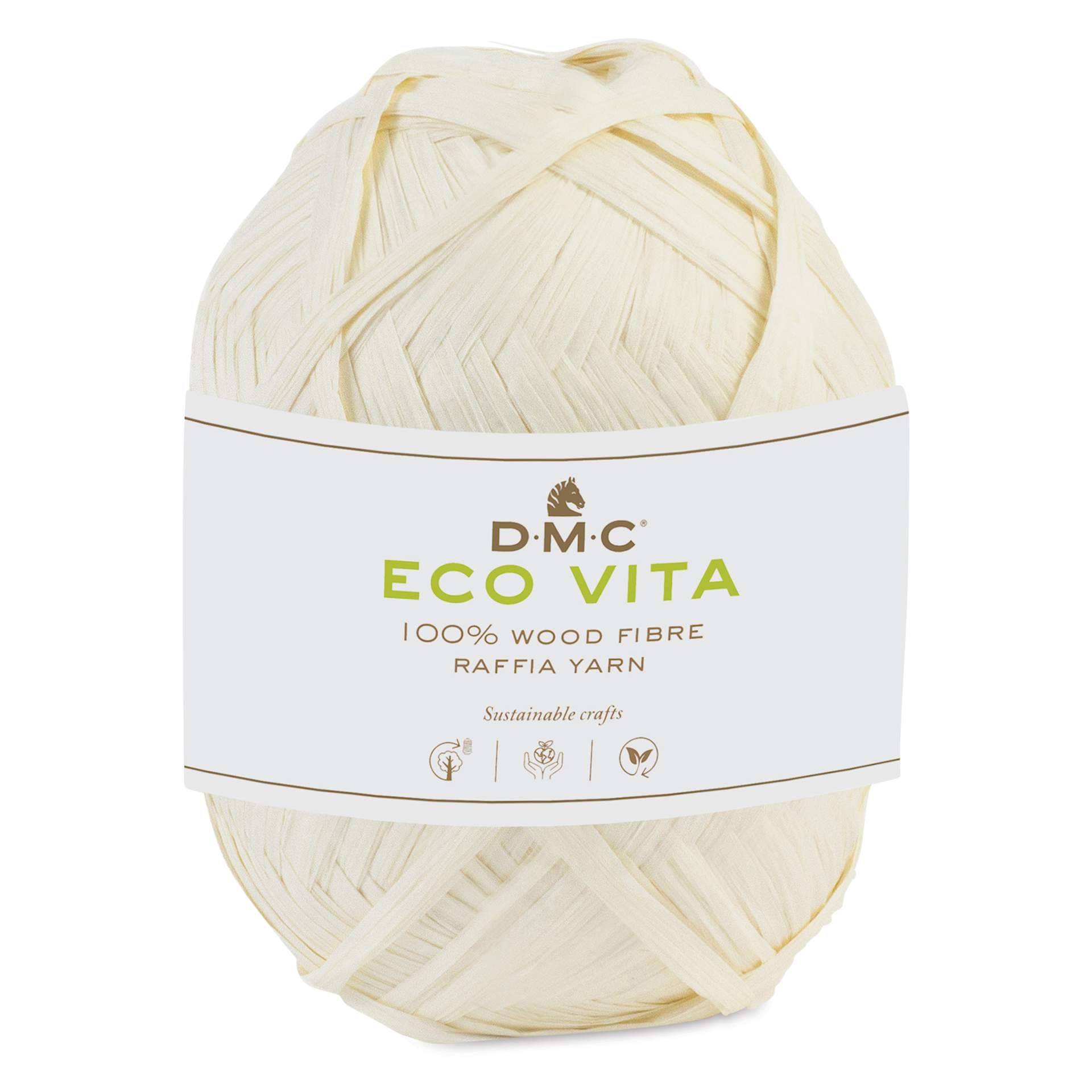 DMC Eco Vita Raffia Yarn - 31 White, 109 yards with packaging