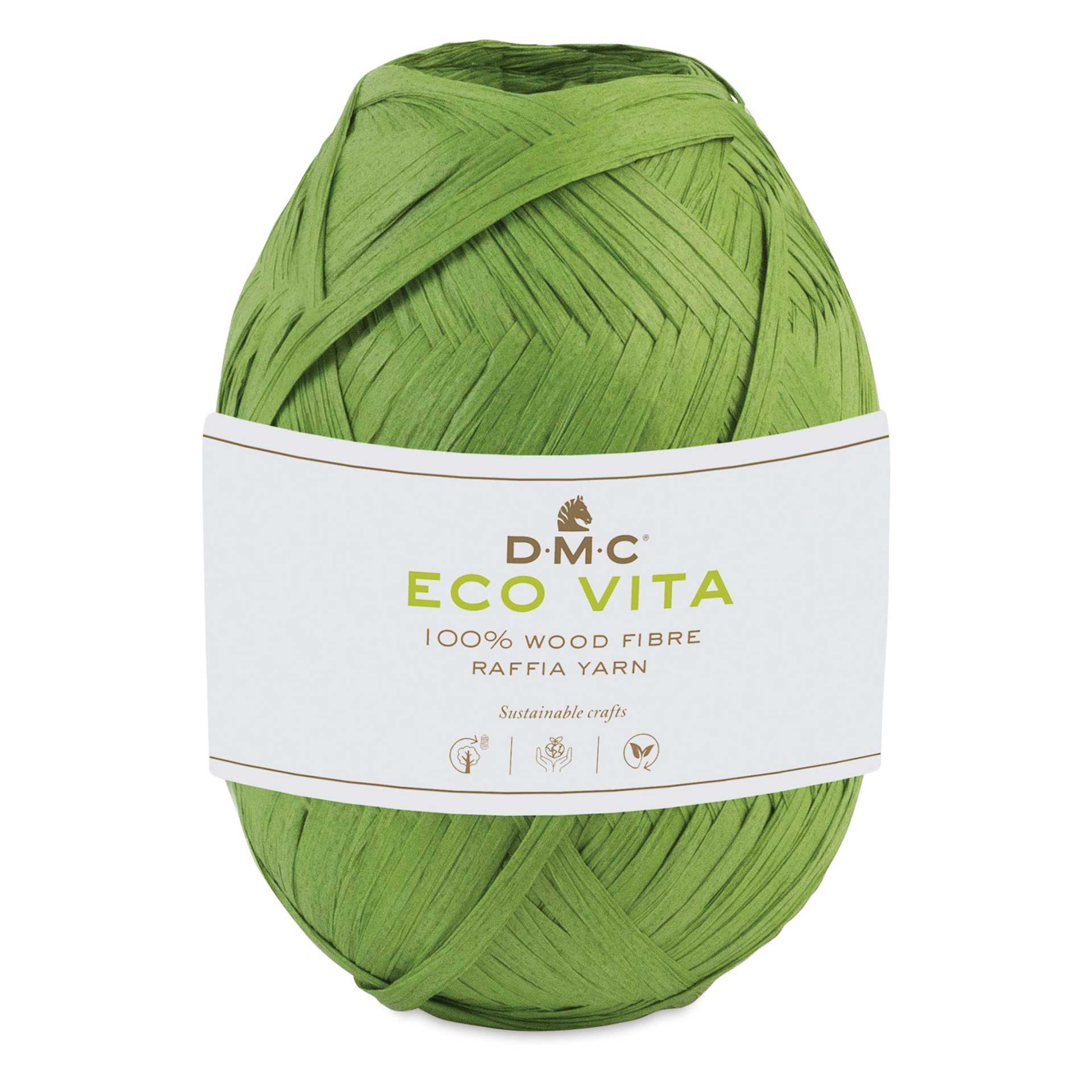 DMC Eco Vita Raffia Yarn - 08 Green, 109 yards with packaging