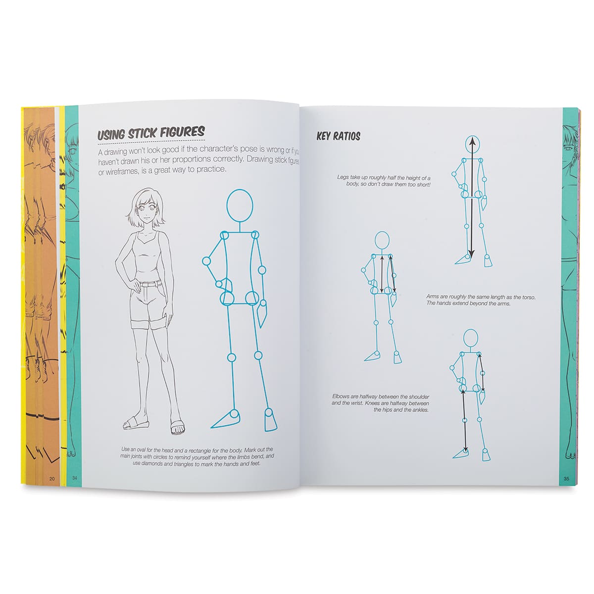 Illustration Studio: Beginning Manga - Spread with tips on Stick figures and Ratios
