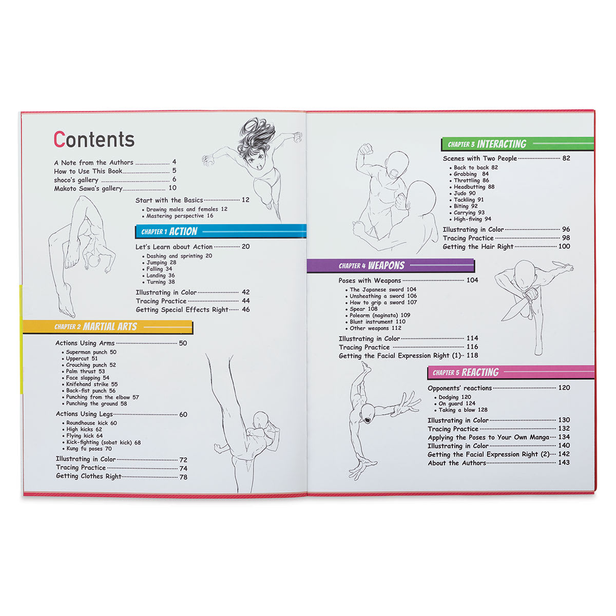 The Complete Guide to Drawing Action Manga - Spread of Table of Contents
