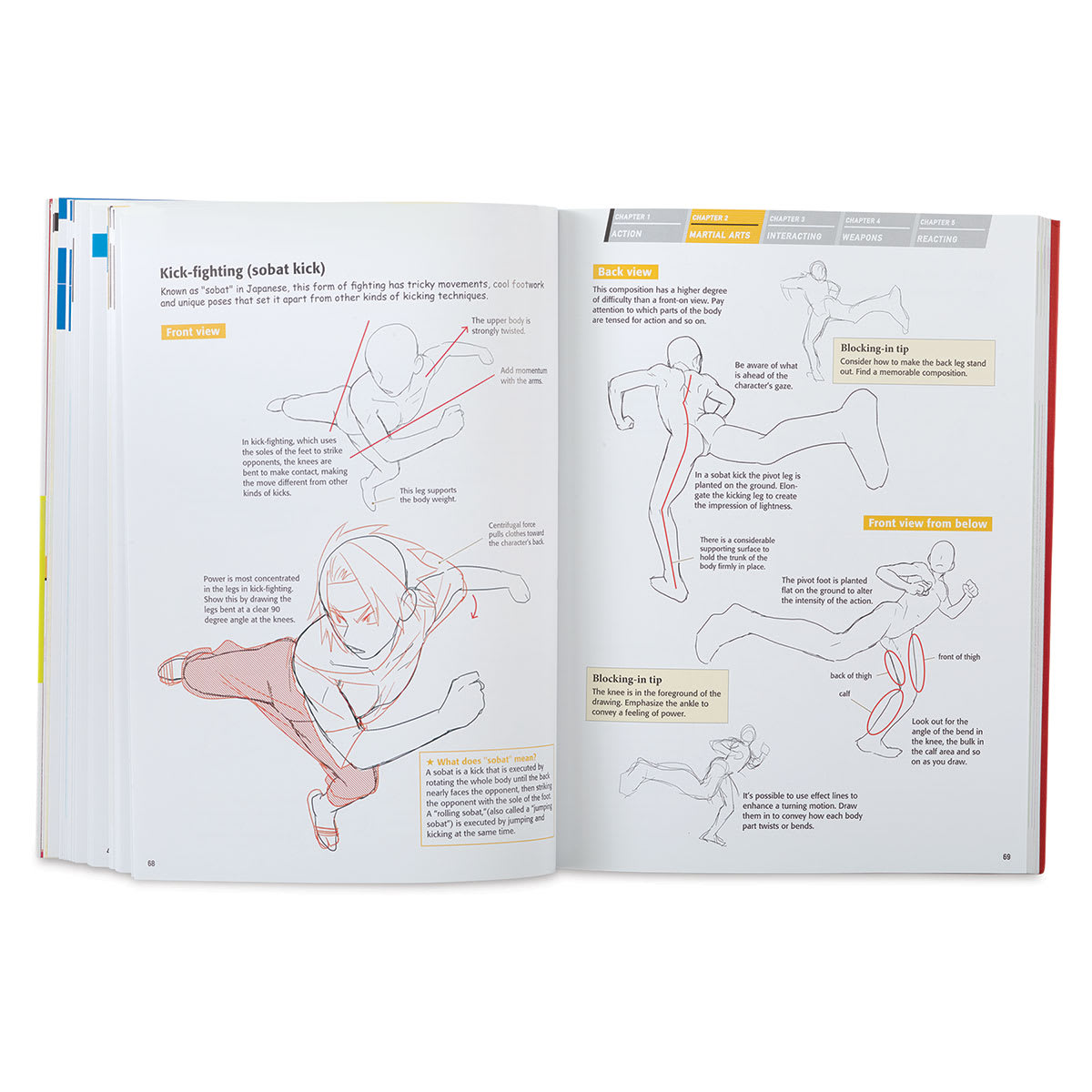The Complete Guide to Drawing Action Manga - Spread on drawing Kick-Fighter
