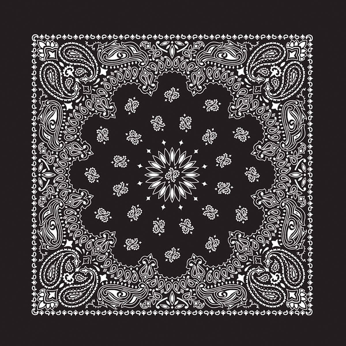 Hav-A-Hank Paisley Bandana - Black, 22" W x 22" L
