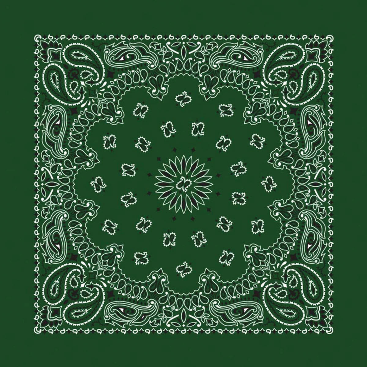 Hav-A-Hank Paisley Bandana - Hunter Green, 22" W x 22" L