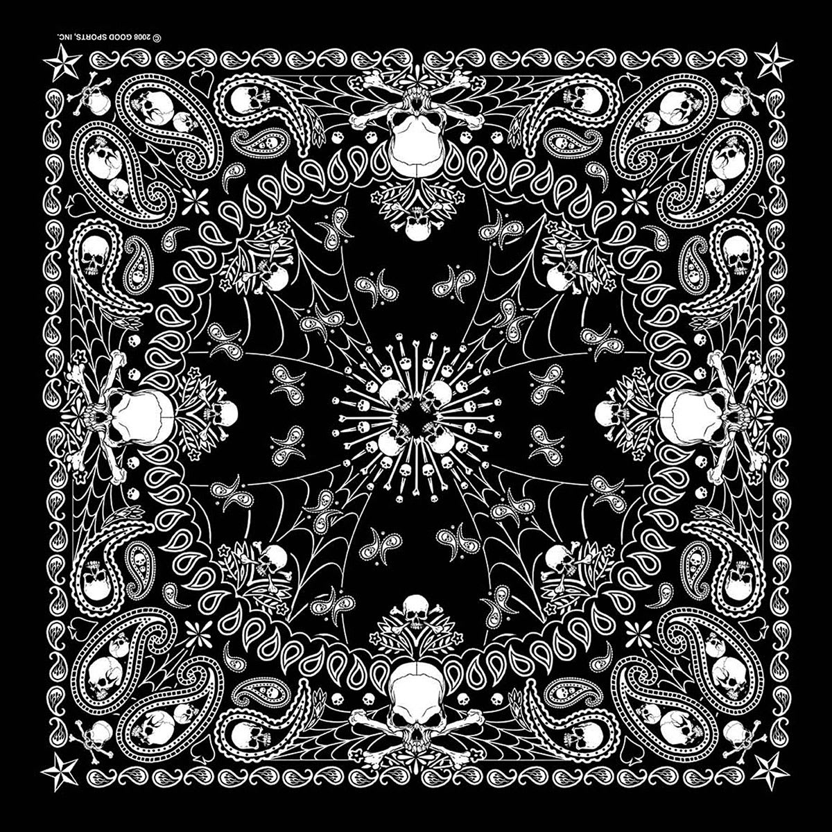 Hav-A-Hank Novelty Bandana - Skeletal Paisley, 22" W x 22" L