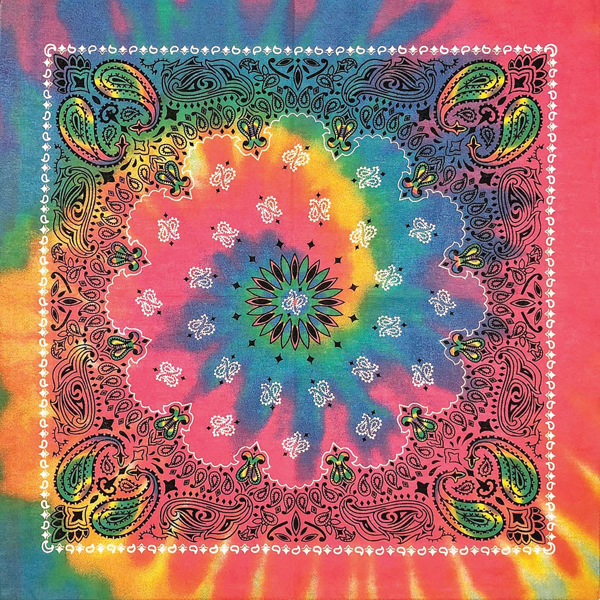 Hav-A-Hank Novelty Bandana - Tie Dye Paisley, 22" W x 22" L