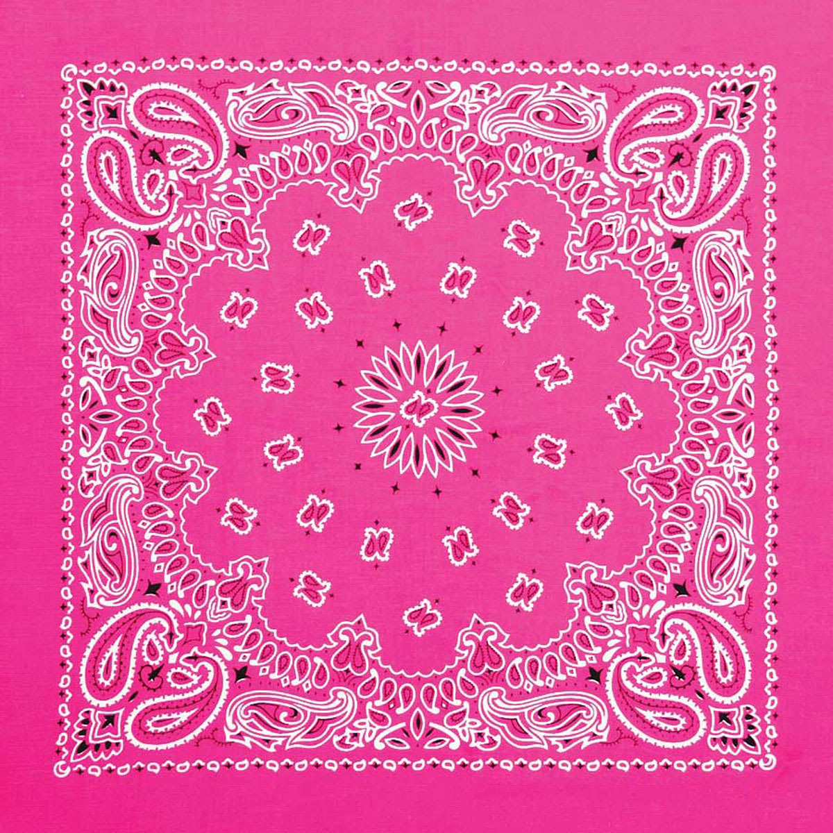 Hav-A-Hank Novelty Bandana - Neon Pink Paisley, 22" W x 22" L