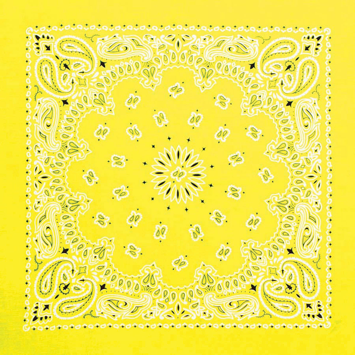 Hav-A-Hank Novelty Bandana - Neon Yellow Paisley, 22" W x 22" L