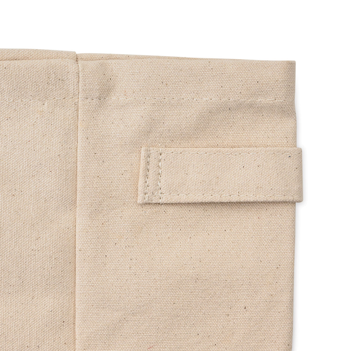 Harvest Import Canvas Storage Basket - Natural White, 9"H x 9"w x 7"D (Close-up of handle)