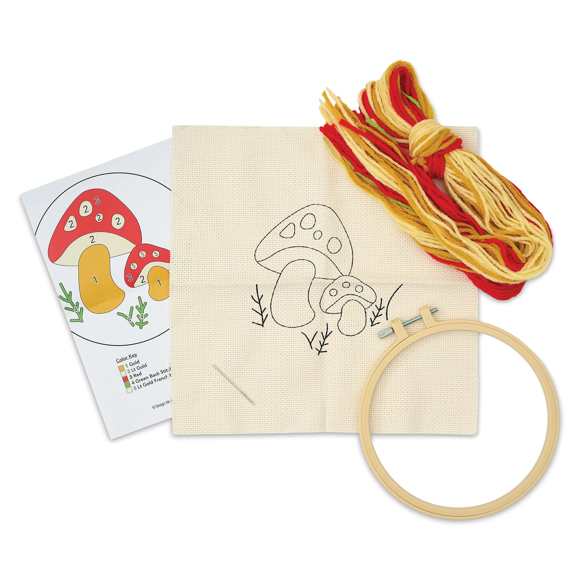 Design Works Yarn Punch Needle Kit - Mushroom, kit contents