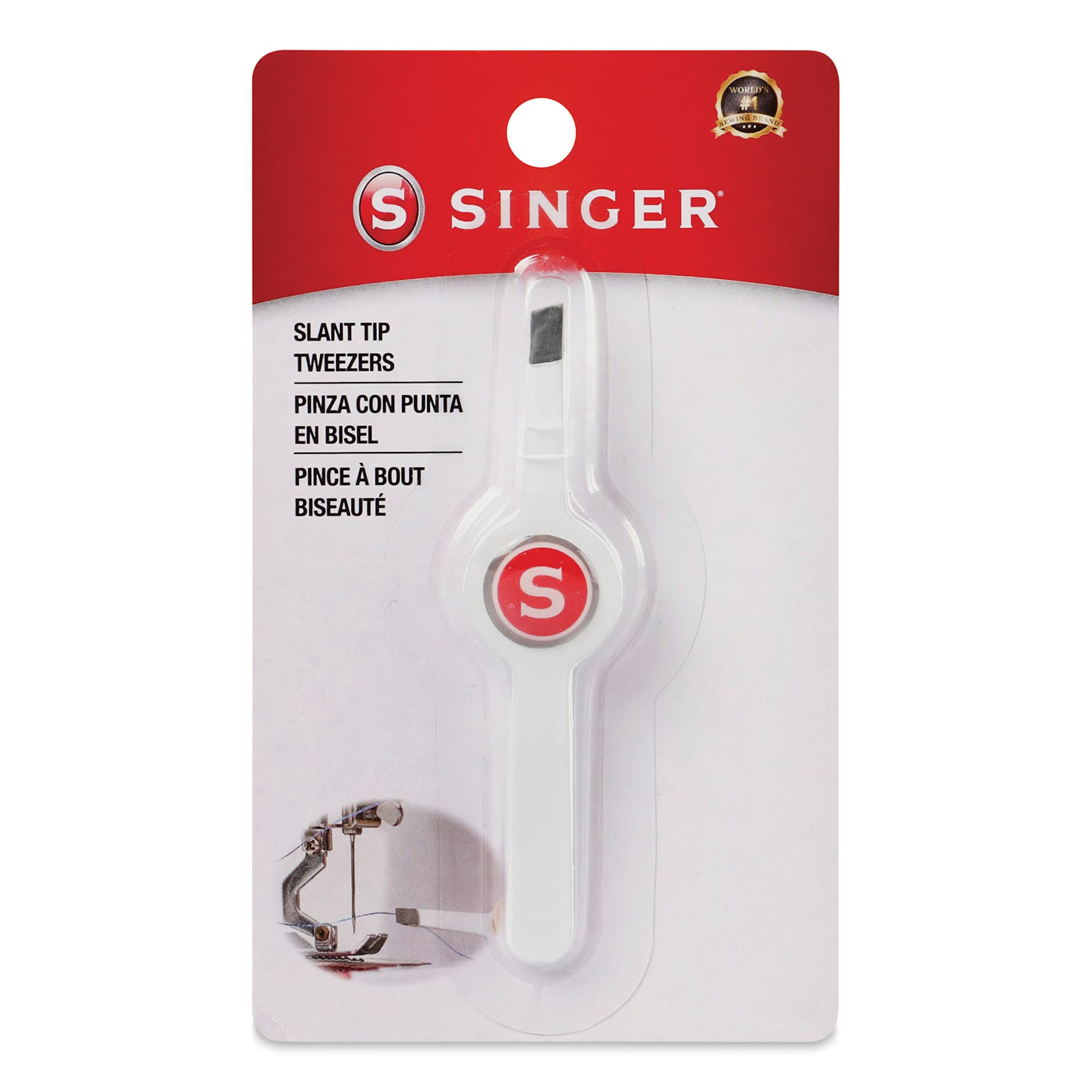 Singer Slant Tip Tweezers, front of the packaging 