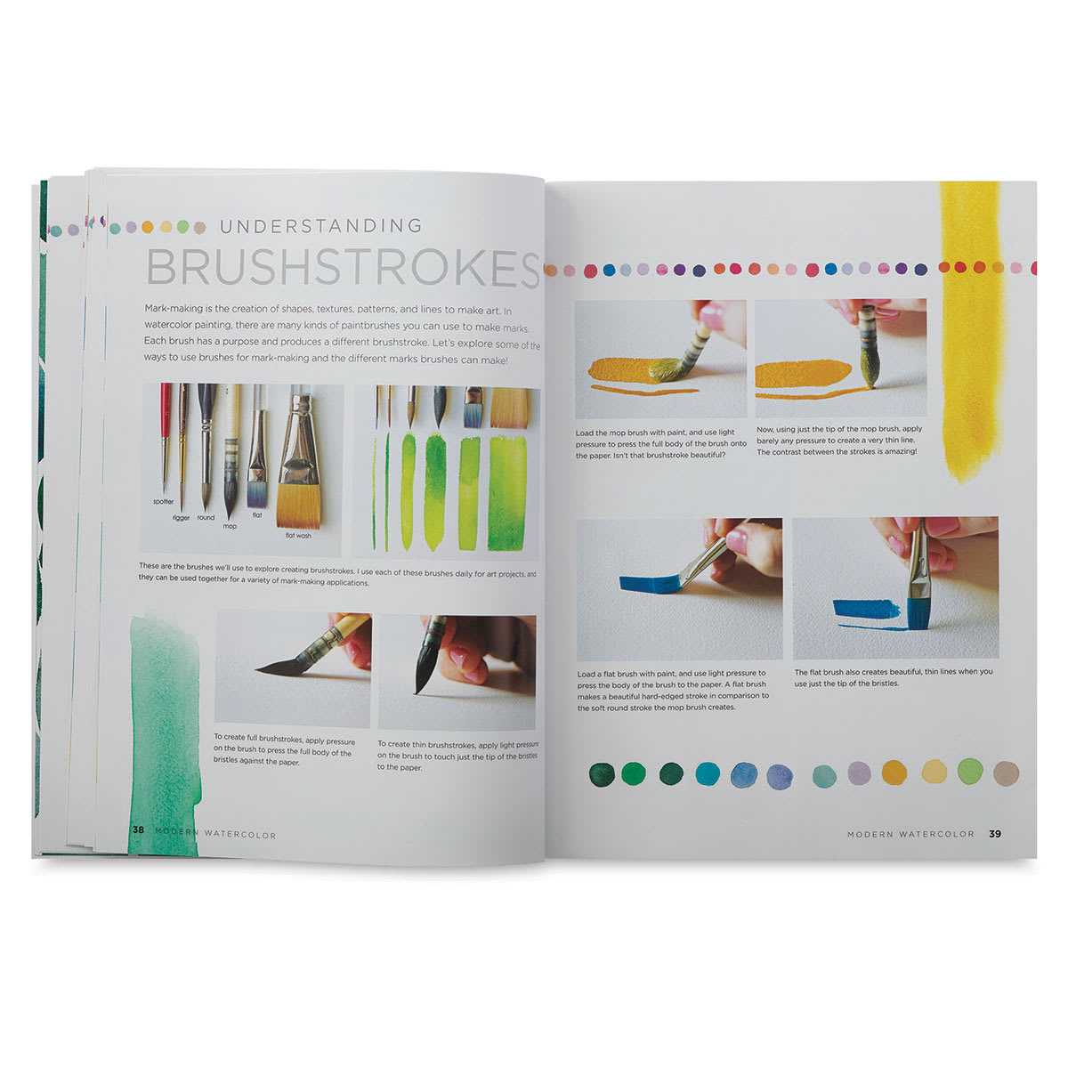 Modern Watercolor - Inside spread showing Brushstroke techniques
