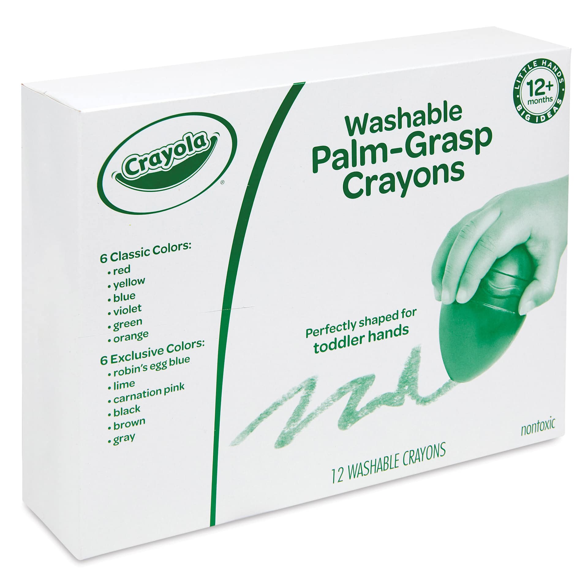 Crayola Young Kids Palm-Grasp Crayons - Set of 12, front of the packaging