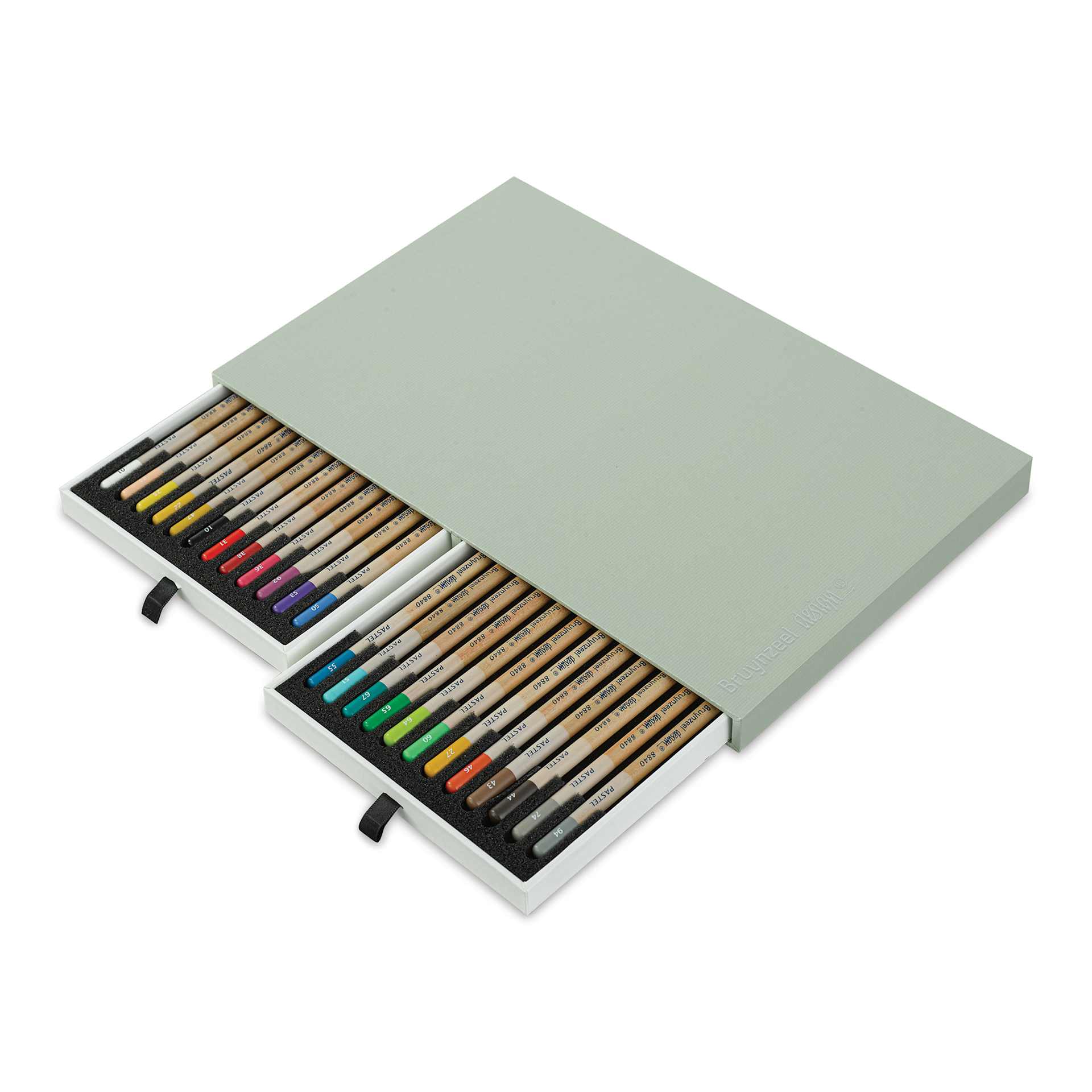 Bruynzeel Design Pastel Pencils - Assorted Colors, Set of 24 (drawers pulled out)