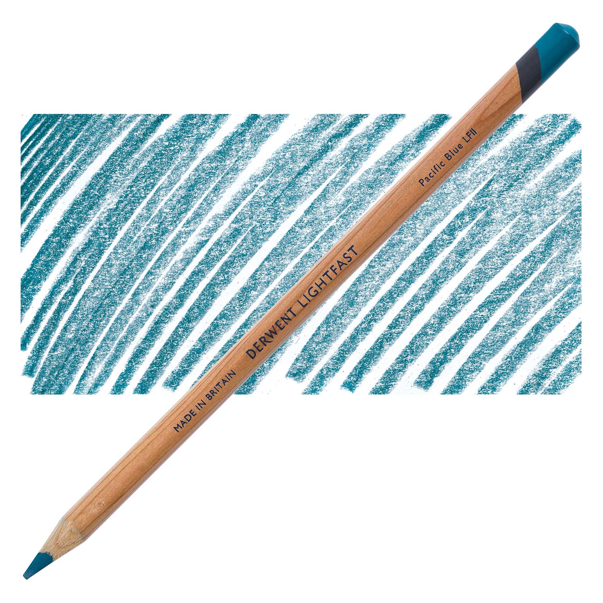 Derwent Lightfast Colored Pencil - Pacific Blue pencil and swatch