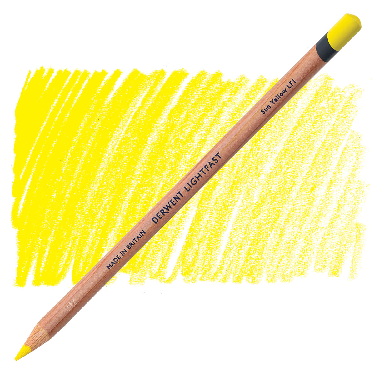 Derwent Lightfast Colored Pencil - Sun Yellow pencil and swatch