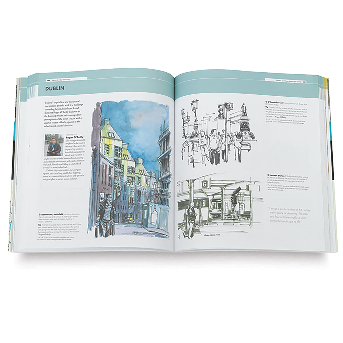 The Art of Urban Sketching - 2 inside pages showing street scene sketch