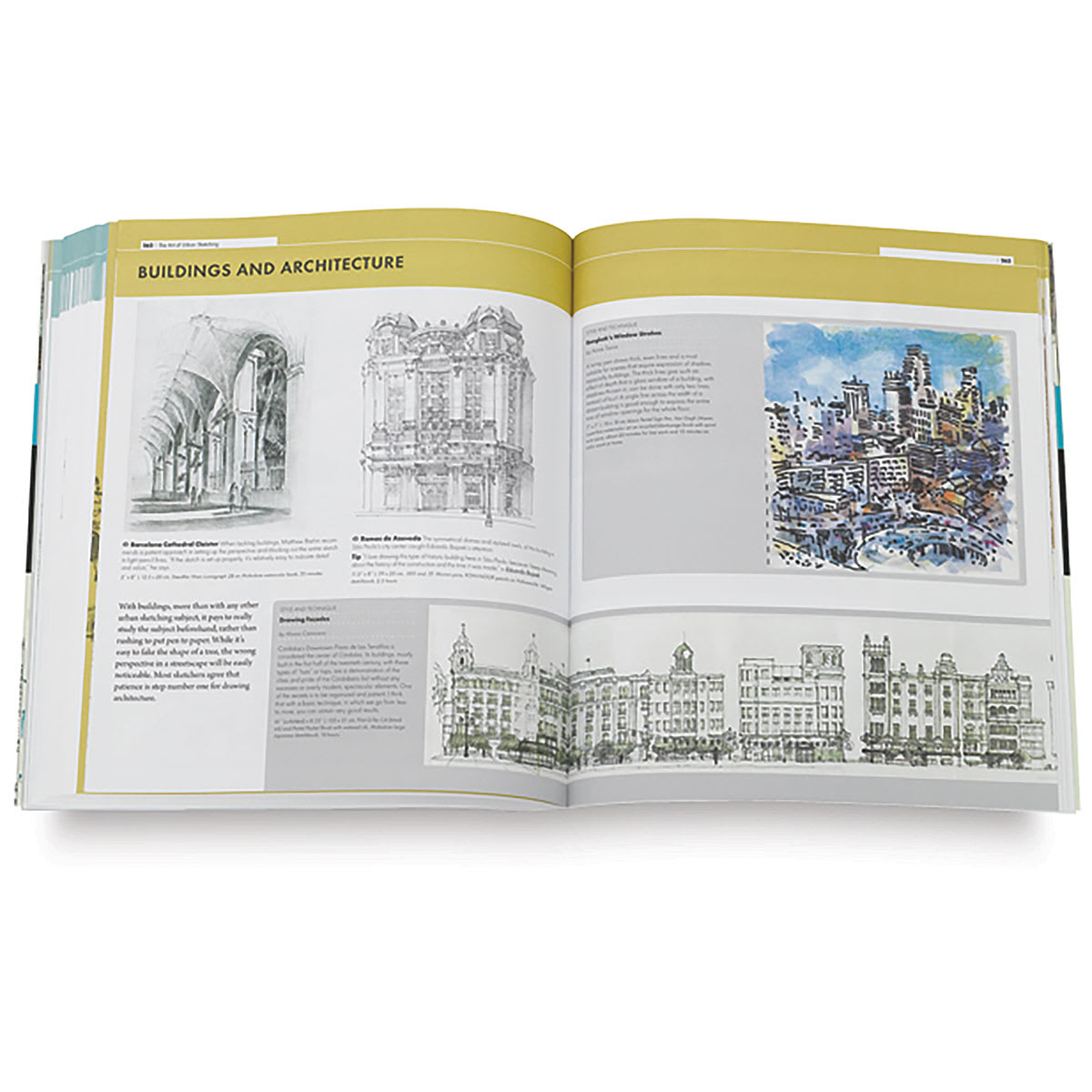The Art of Urban Sketching - two page spread, Buildings and Architecture