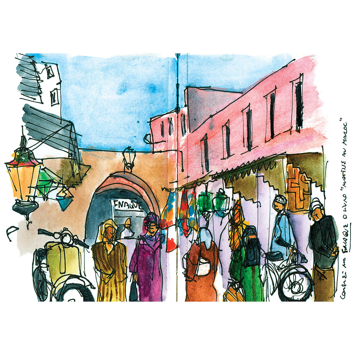 The Art of Urban Sketching - finished artwork example, Bazaar