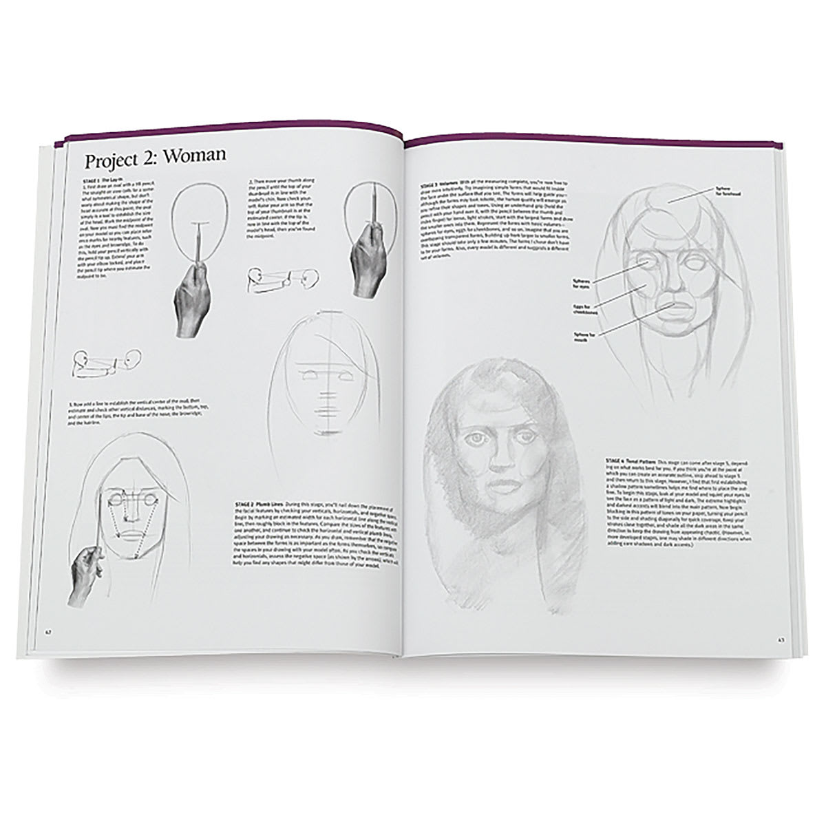 The Art of Drawing & Painting Portraits - Spread about sketching a Woman
