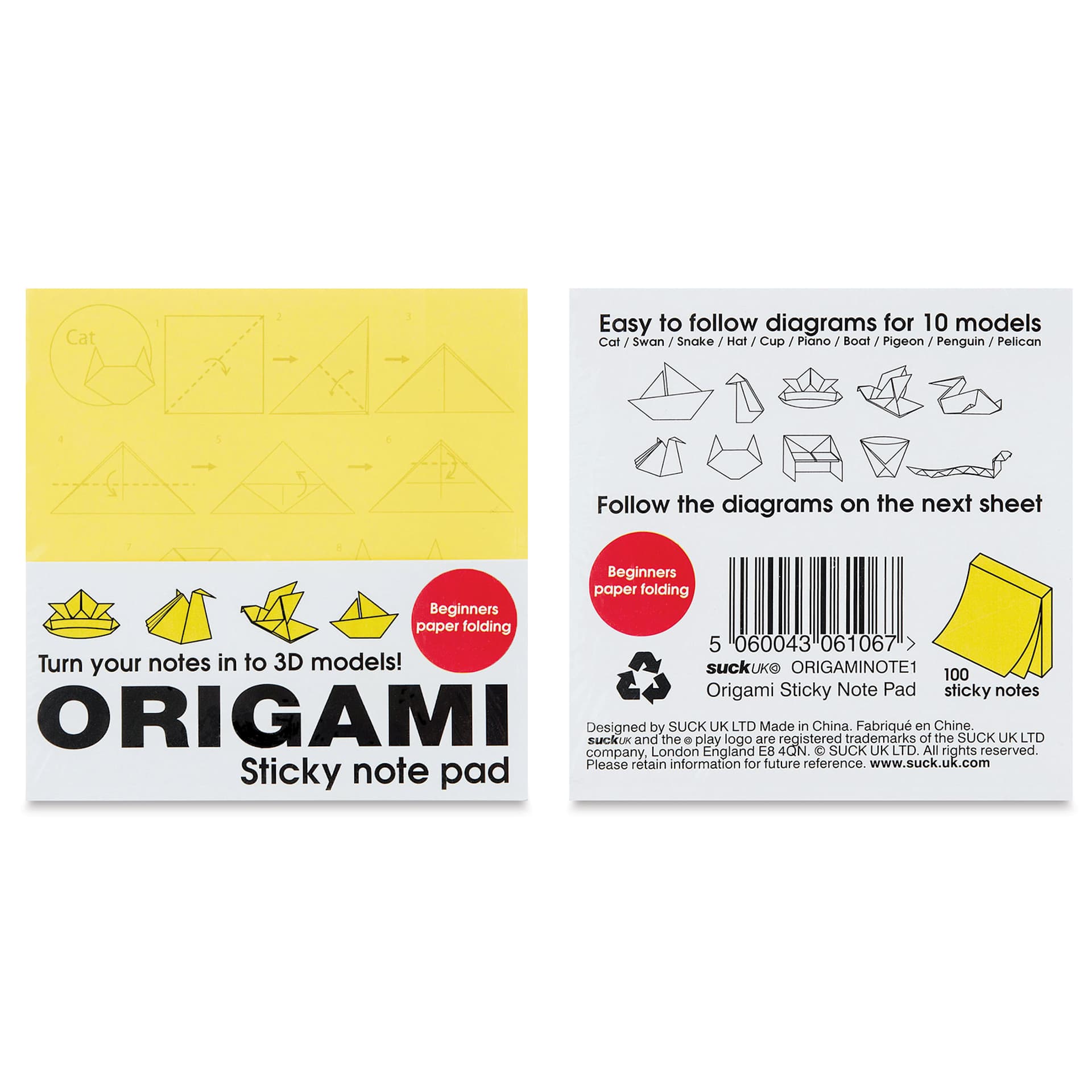 Origami Sticky Notes (front and back of packaging)
