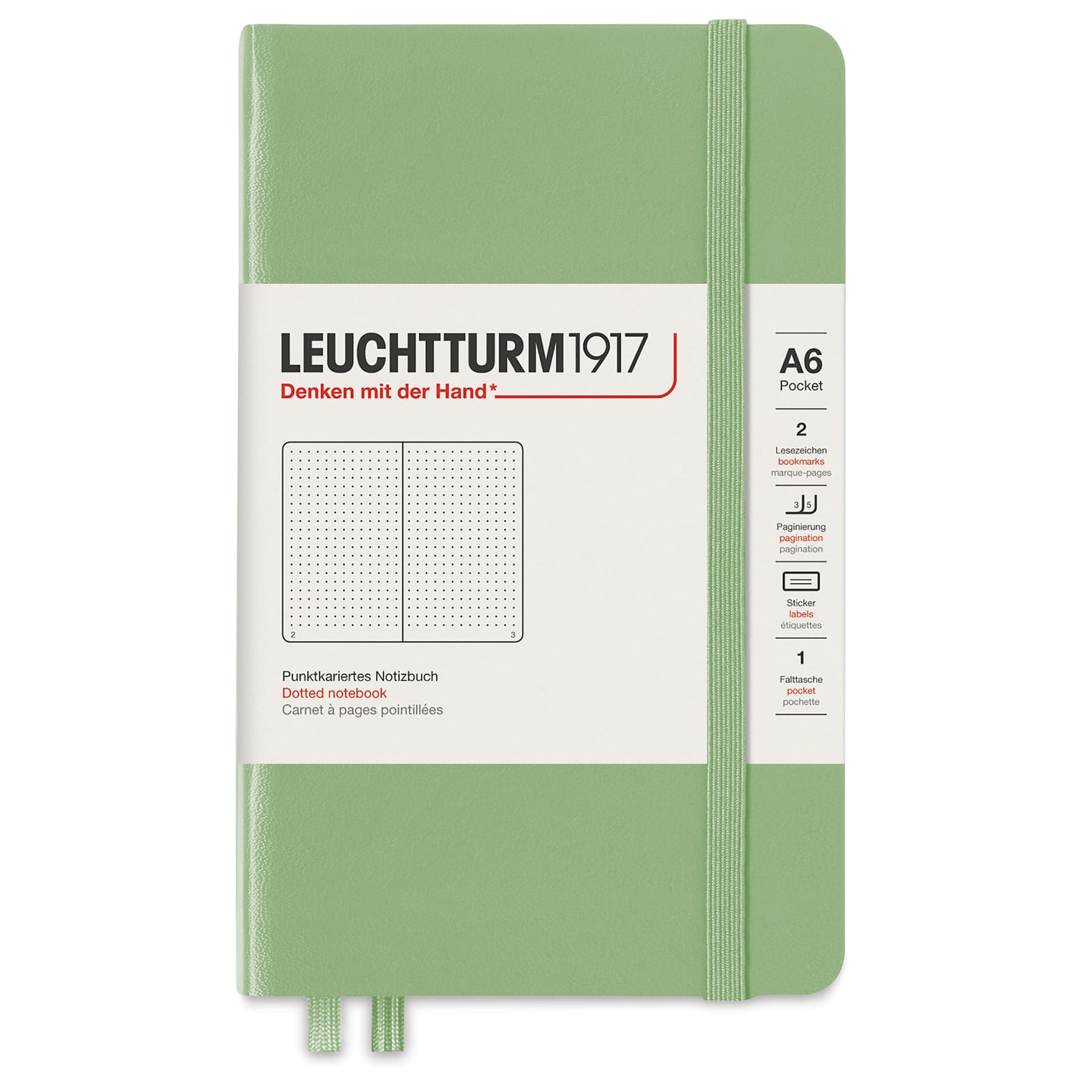 Leuchtturm1917 Dotted Hardbound Notebook - Sage, 3-1/2" x 6"