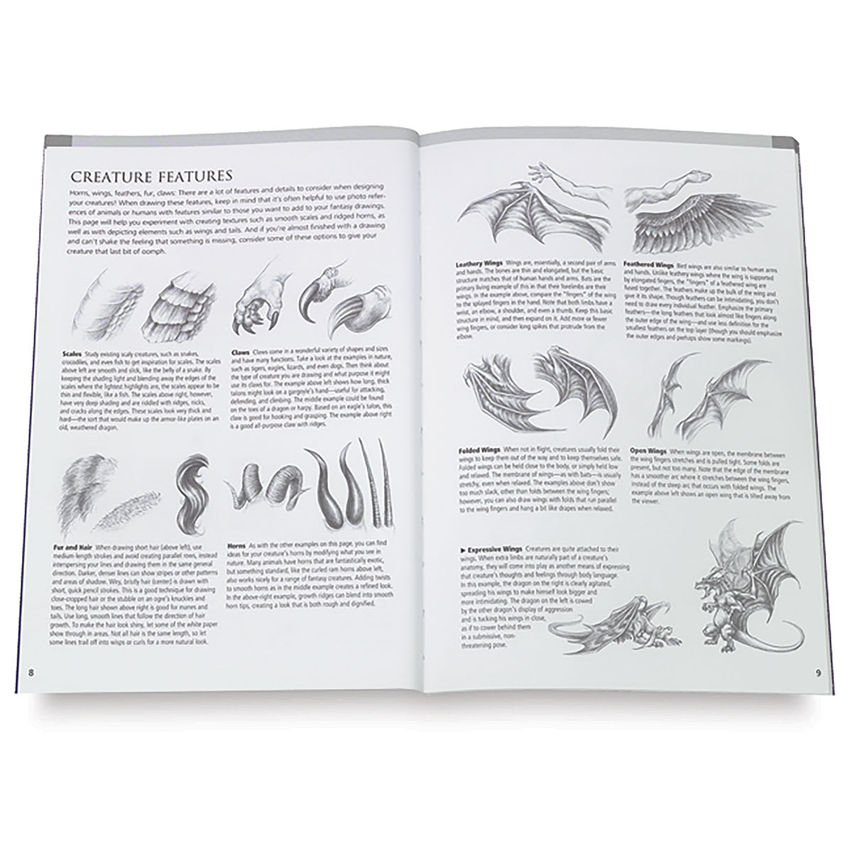 Drawing Made Easy: Dragons and Fantasy - Inside spread titled Creature Features