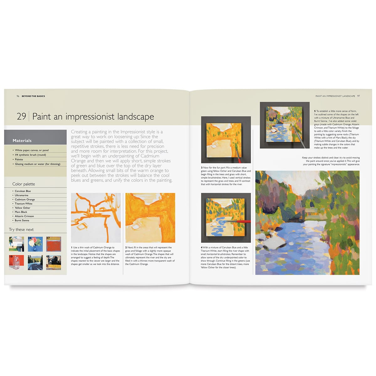 Learn to Paint in Acrylics with 50 Small Paintings - Inside spread showing Painting No. 29

