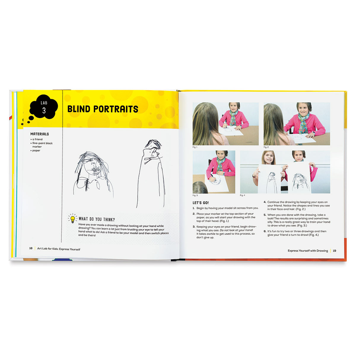 Art Lab for Kids: Express Yourself - Spread of Lab project 3 on Drawing Portraits

