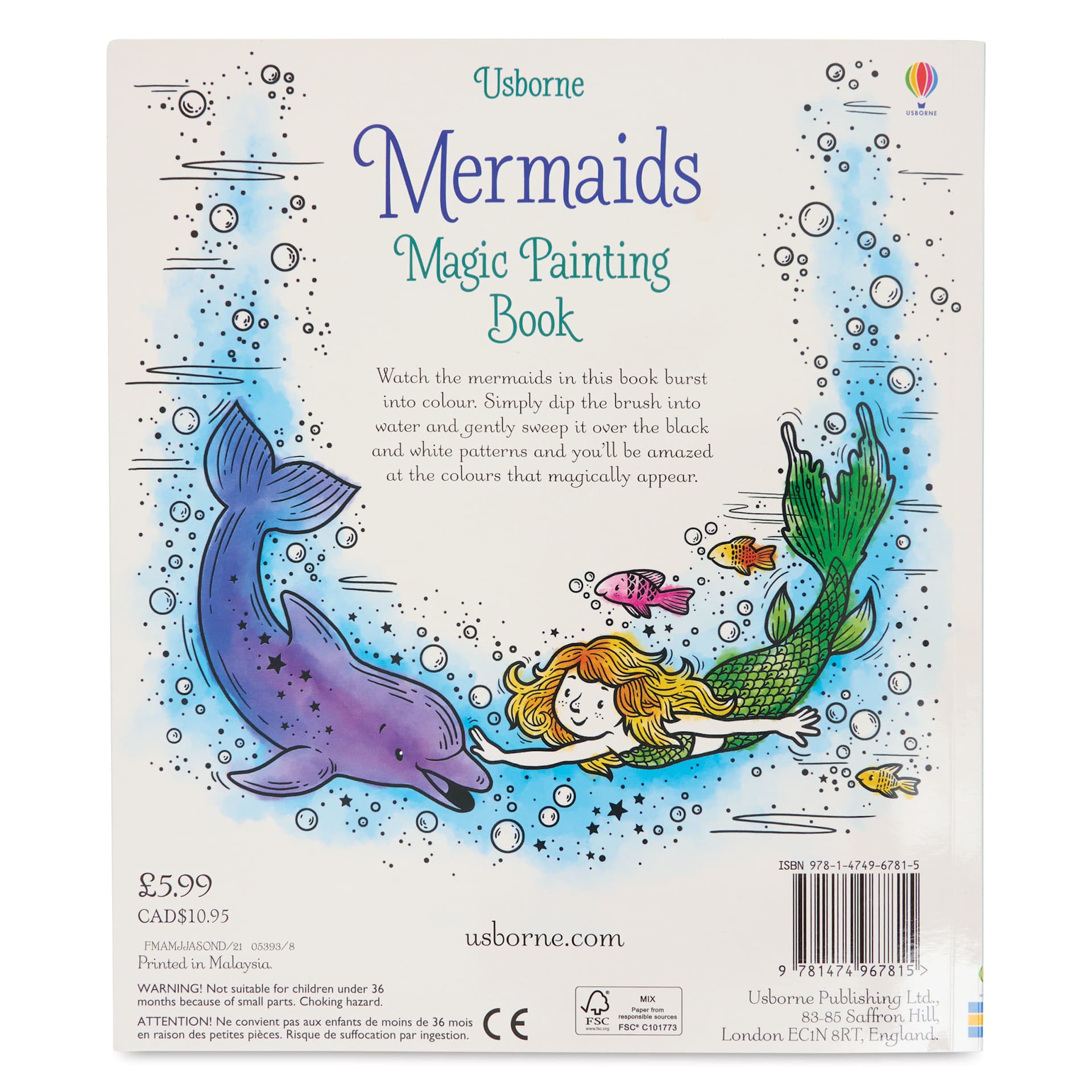 Usborne Magic Painting Book - Mermaids, back cover