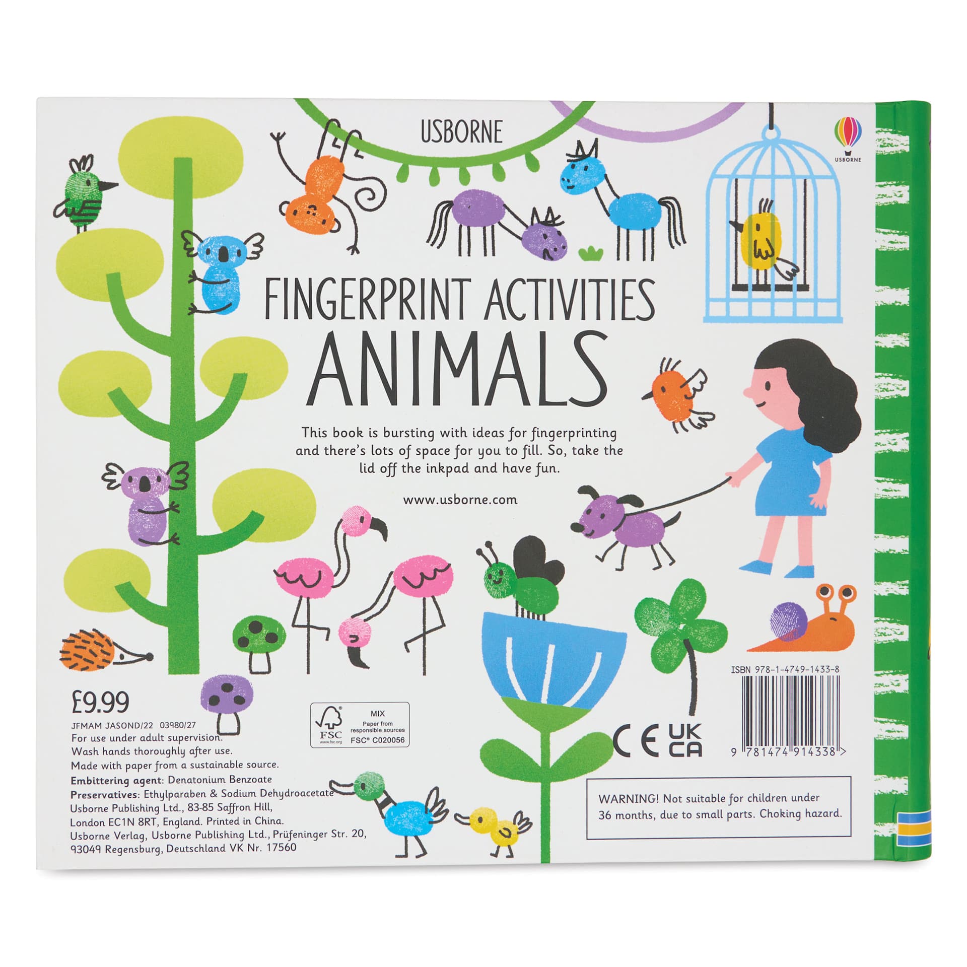 Usborne Fingerprint Activity Book - Animals, back cover