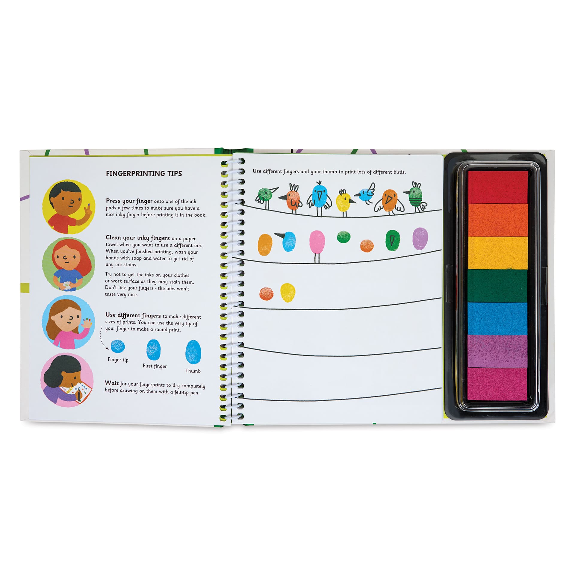 Usborne Fingerprint Activity Book - Animals, fingerprinting tips
