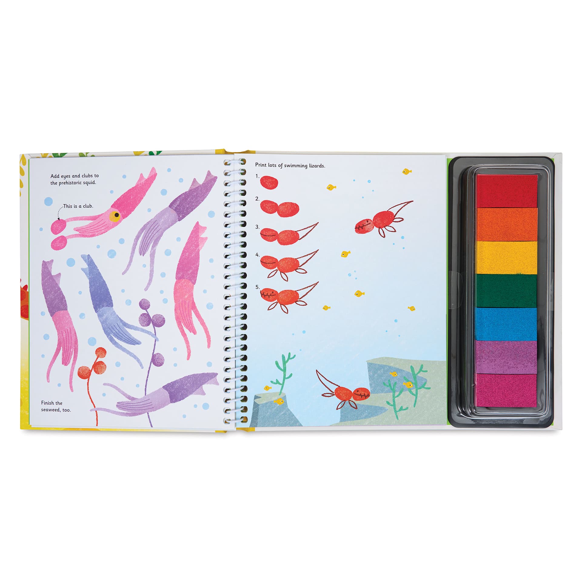 Usborne Fingerprint Activity Book - Dinosaurs, giant squid