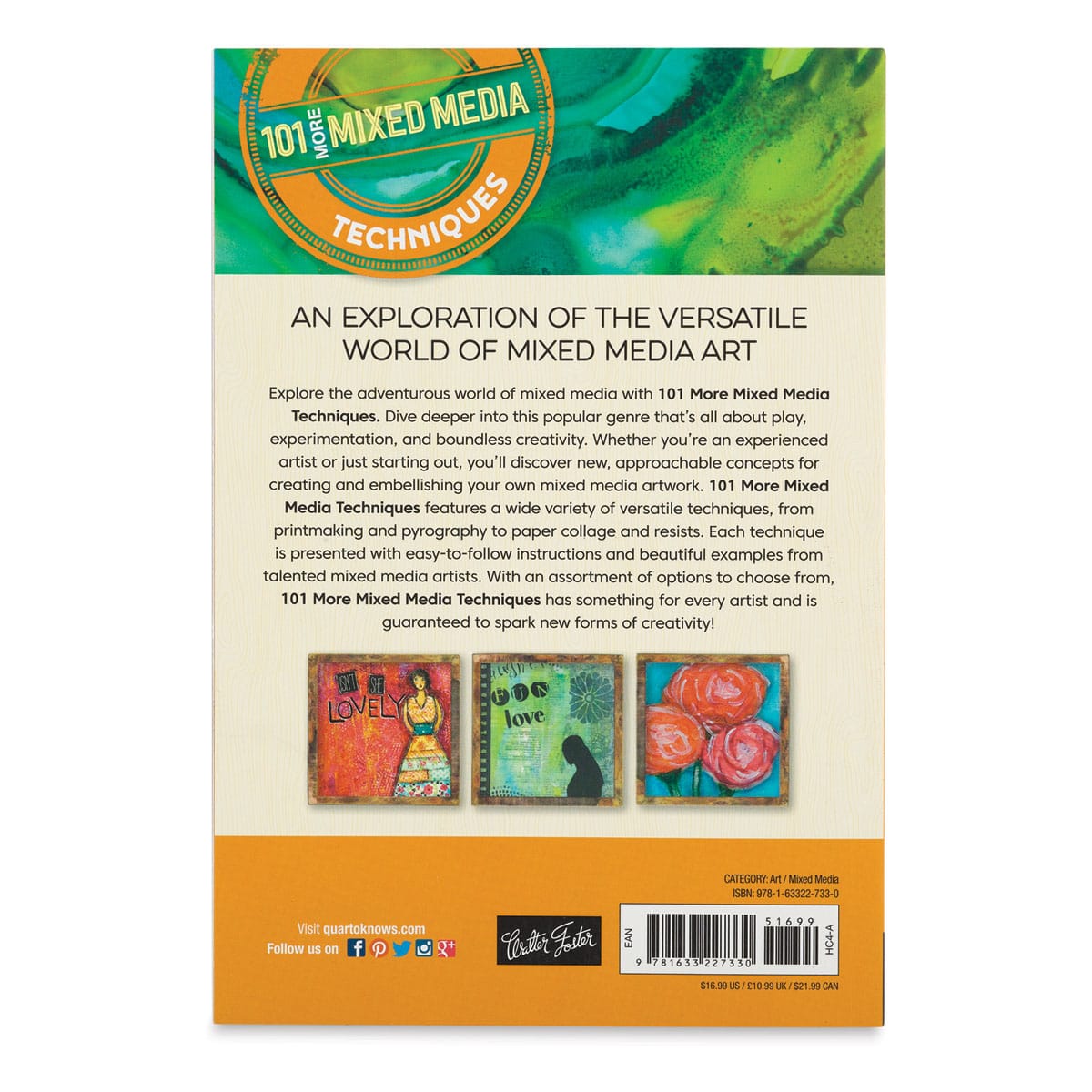 101 More Mixed Media Techniques - Back cover of 2019 edition of book
