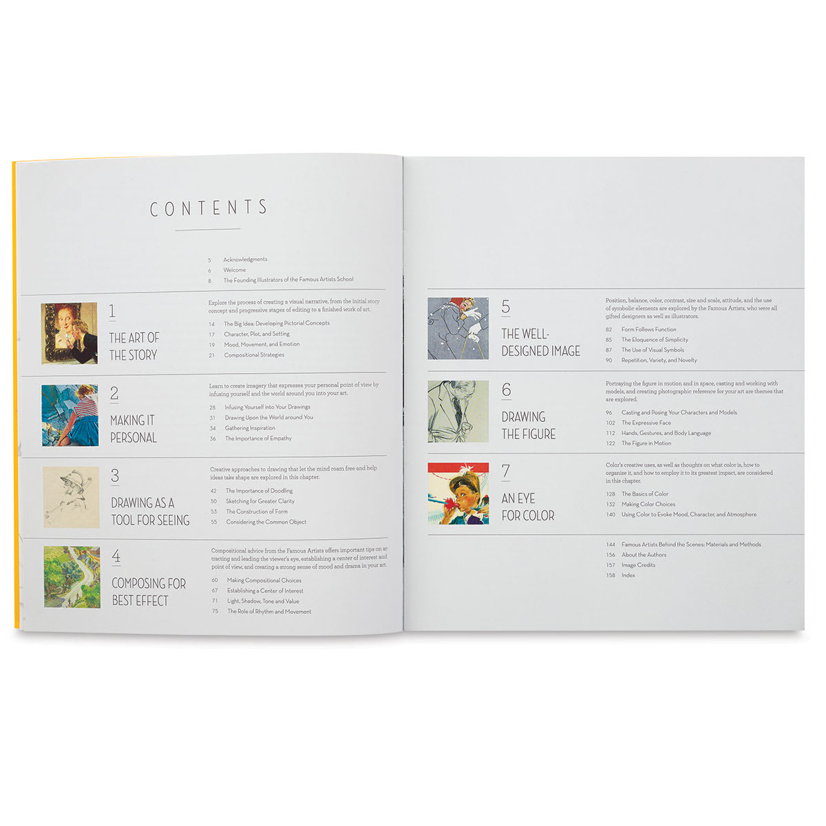 Drawing Lessons from the Famous Artists School - Spread of Table of Contents
