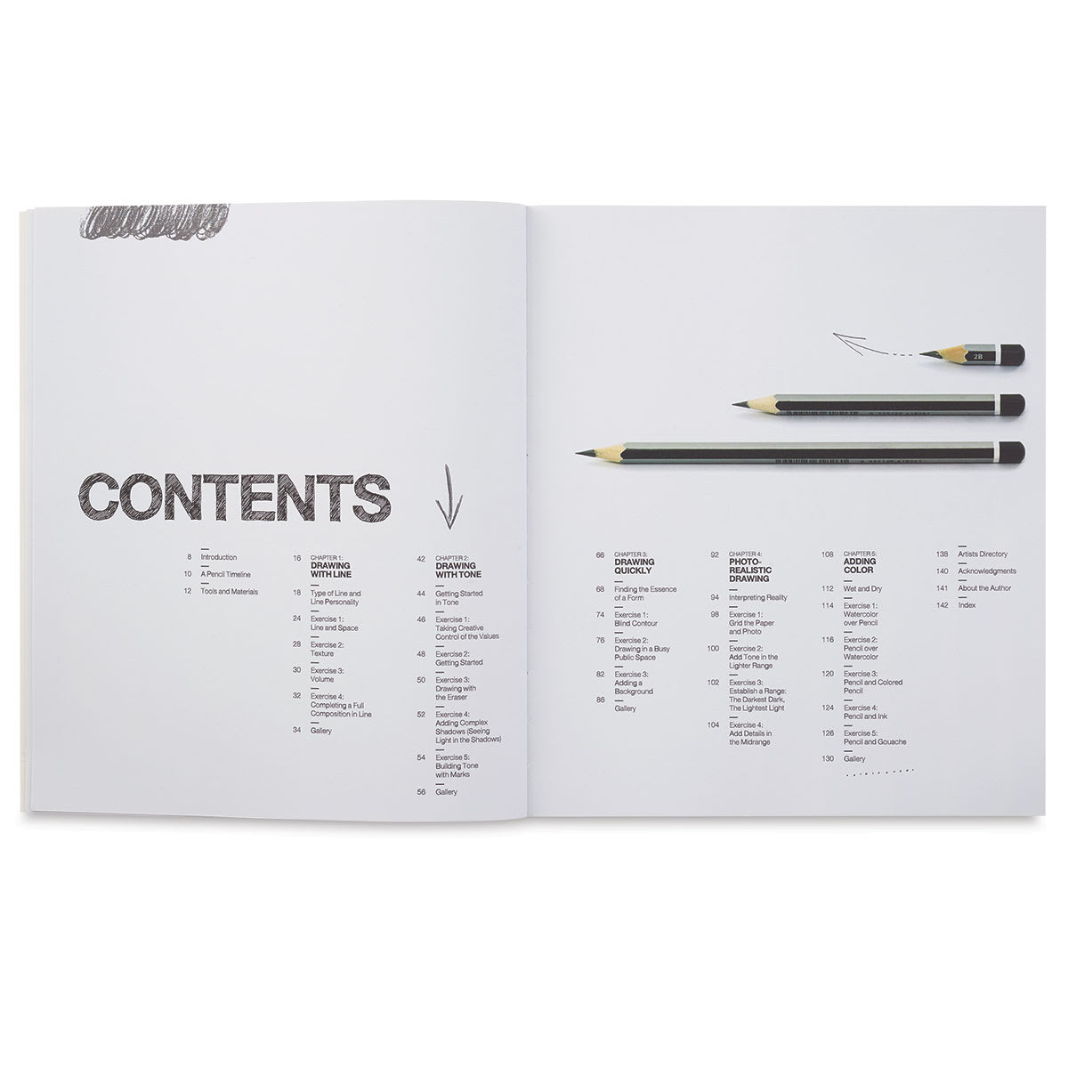 Pencil Art Workshop - Inside spread showing Table of Contents