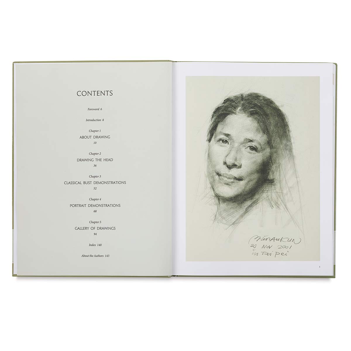 Lessons in Masterful Portrait Drawing - Inside spread showing Table of Contents