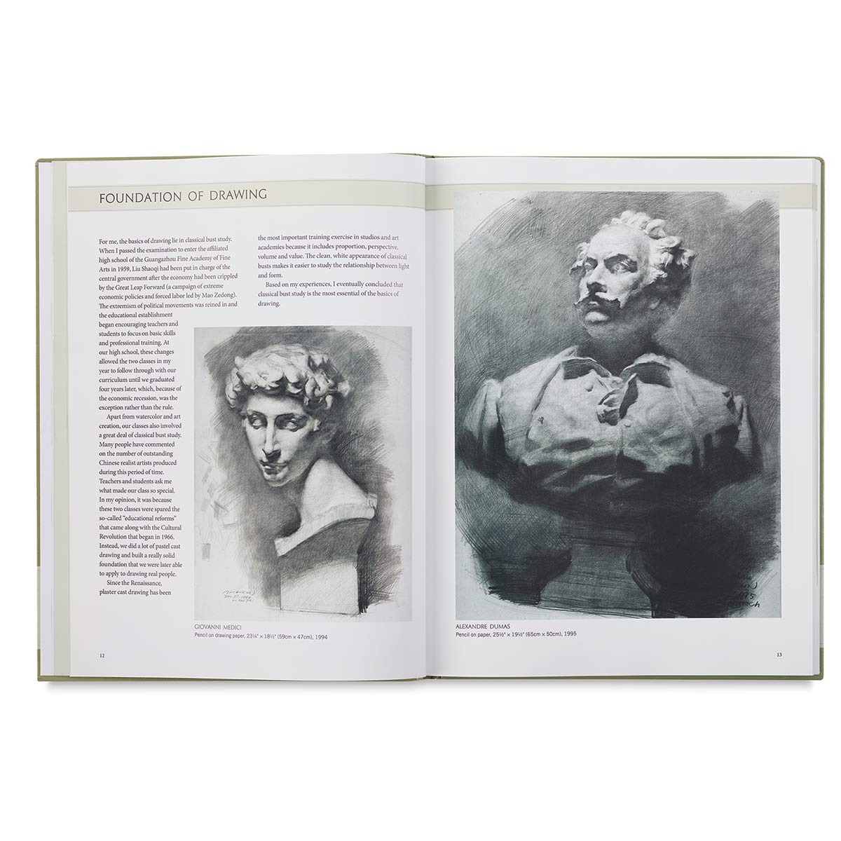 Lessons in Masterful Portrait Drawing - Inside spread showing two bust drawings