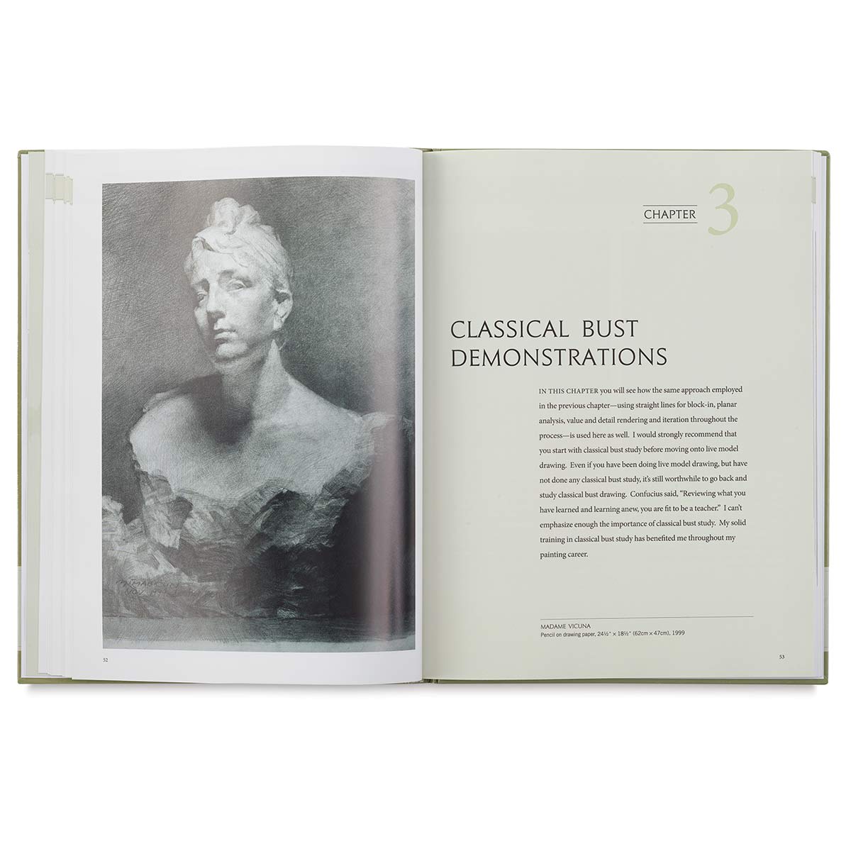 Lessons in Masterful Portrait Drawing - Spread of chapter titled "Classical Bust Demonstrations"