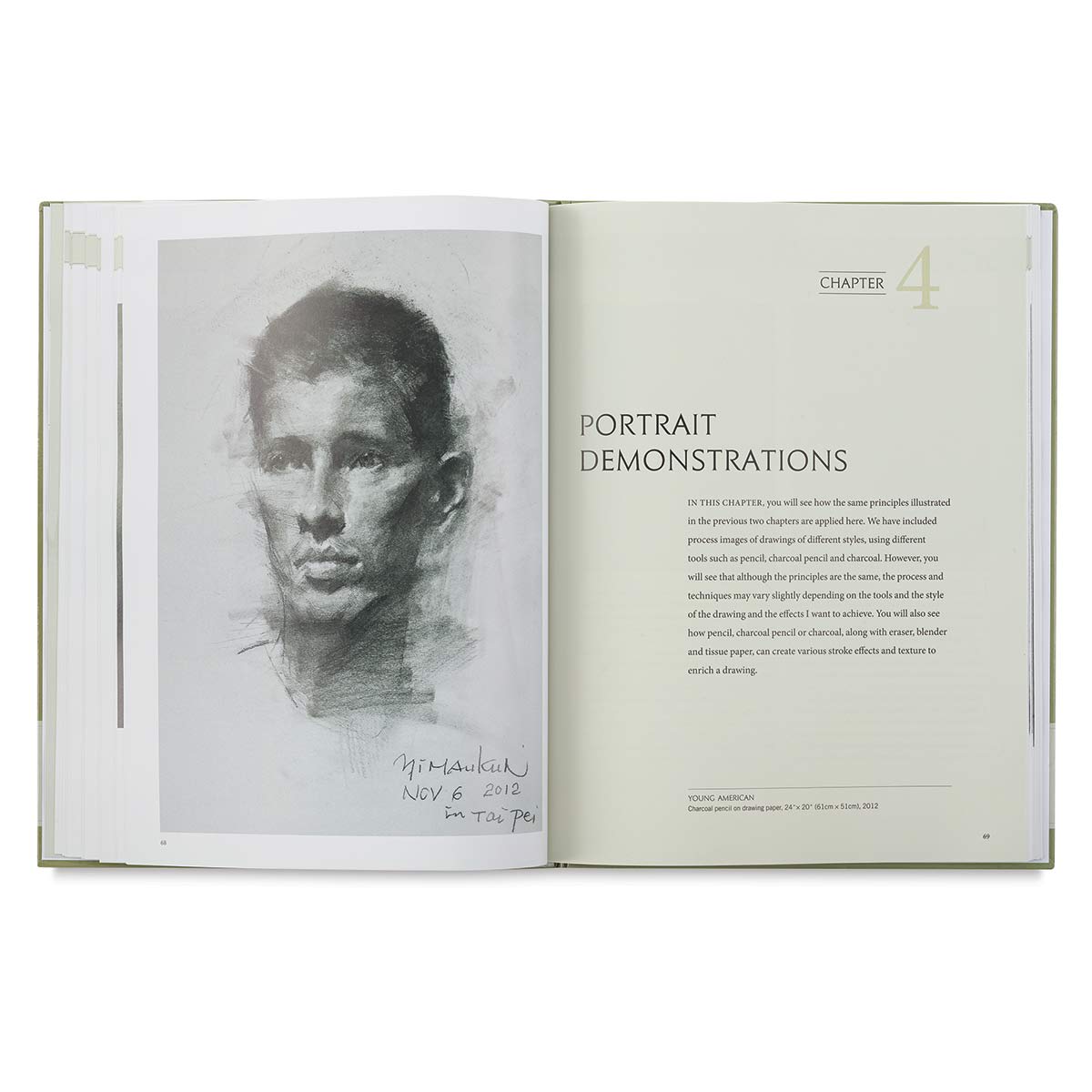 Lessons in Masterful Portrait Drawing - Inside spread of chapter titled "Portrait Demonstrations"