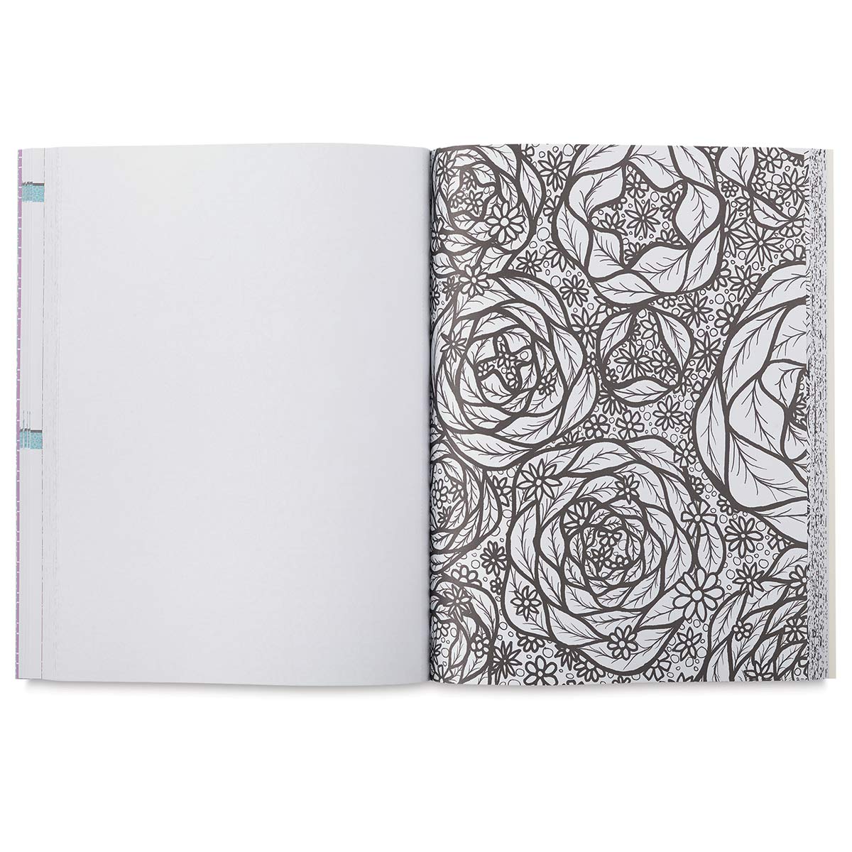 The Coloring Book of Tangle Patterns - Spread of Coloring pages of fantastic Rose-like flowers