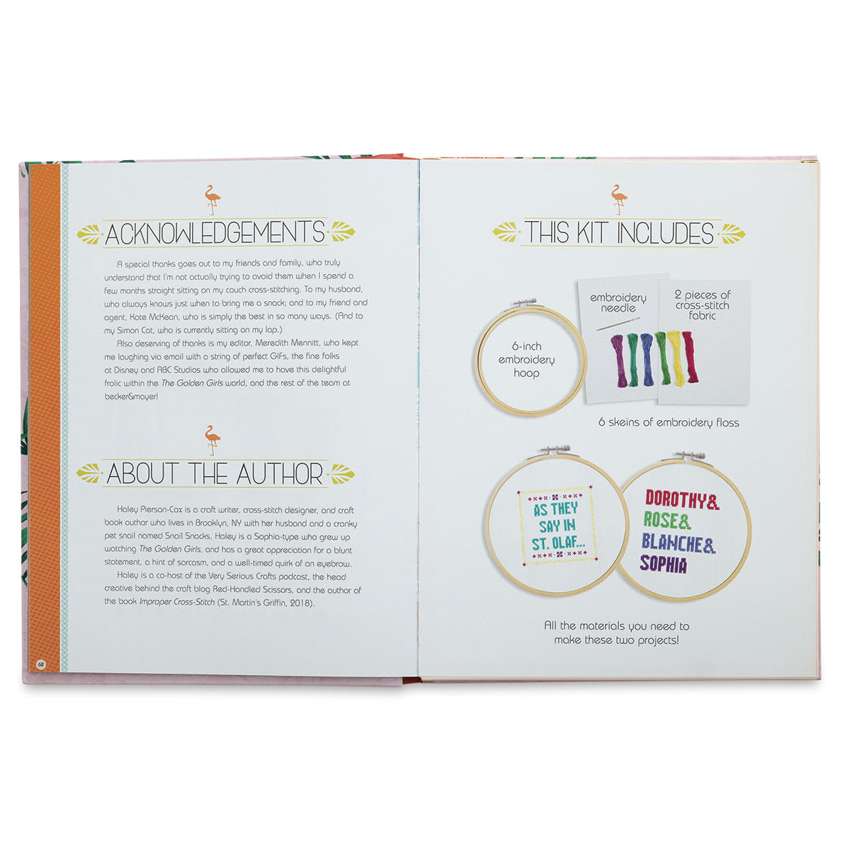 Cross Stitch The Golden Girls - Spread showing contents of Kit