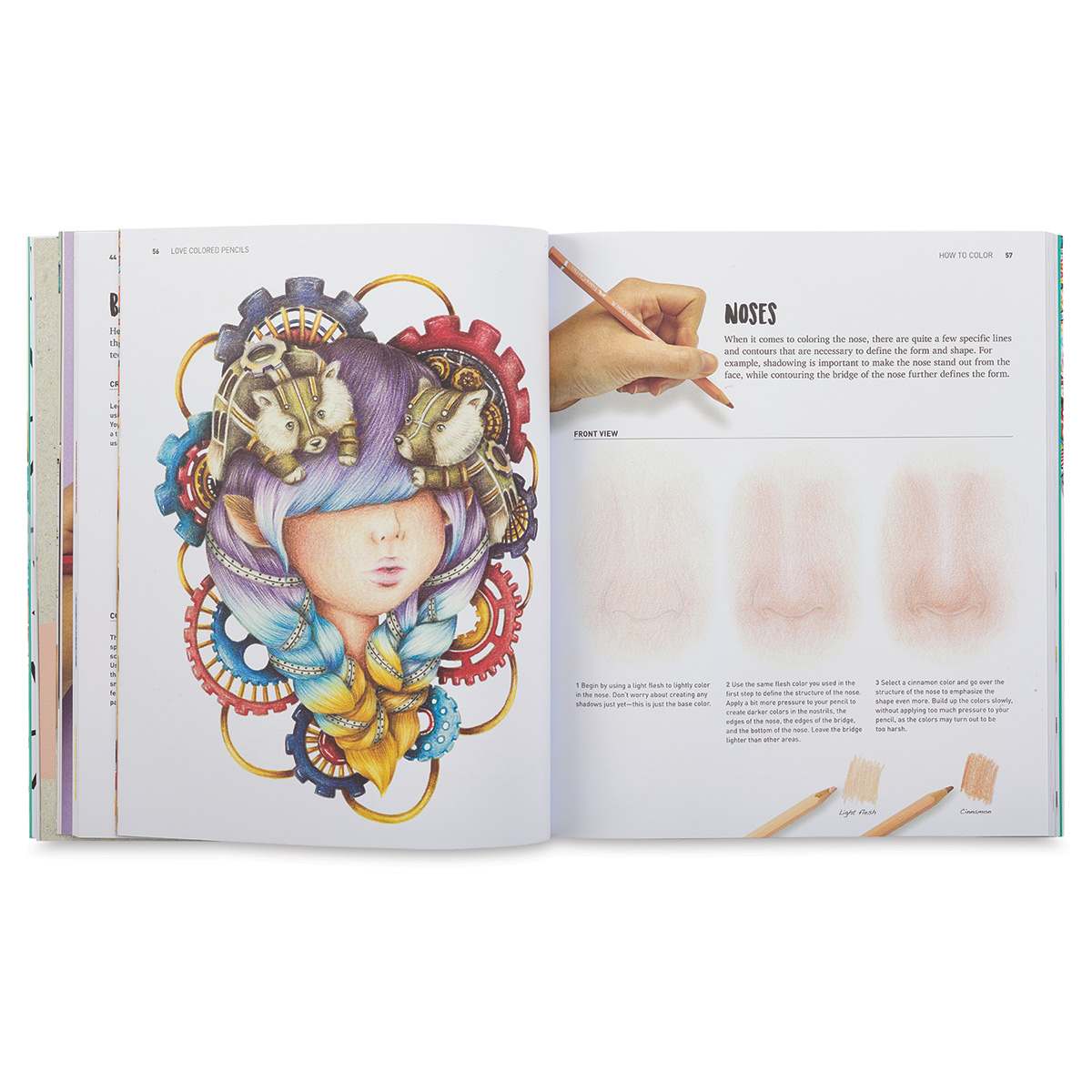 Love Colored Pencils - Inside spread about Drawing Noses