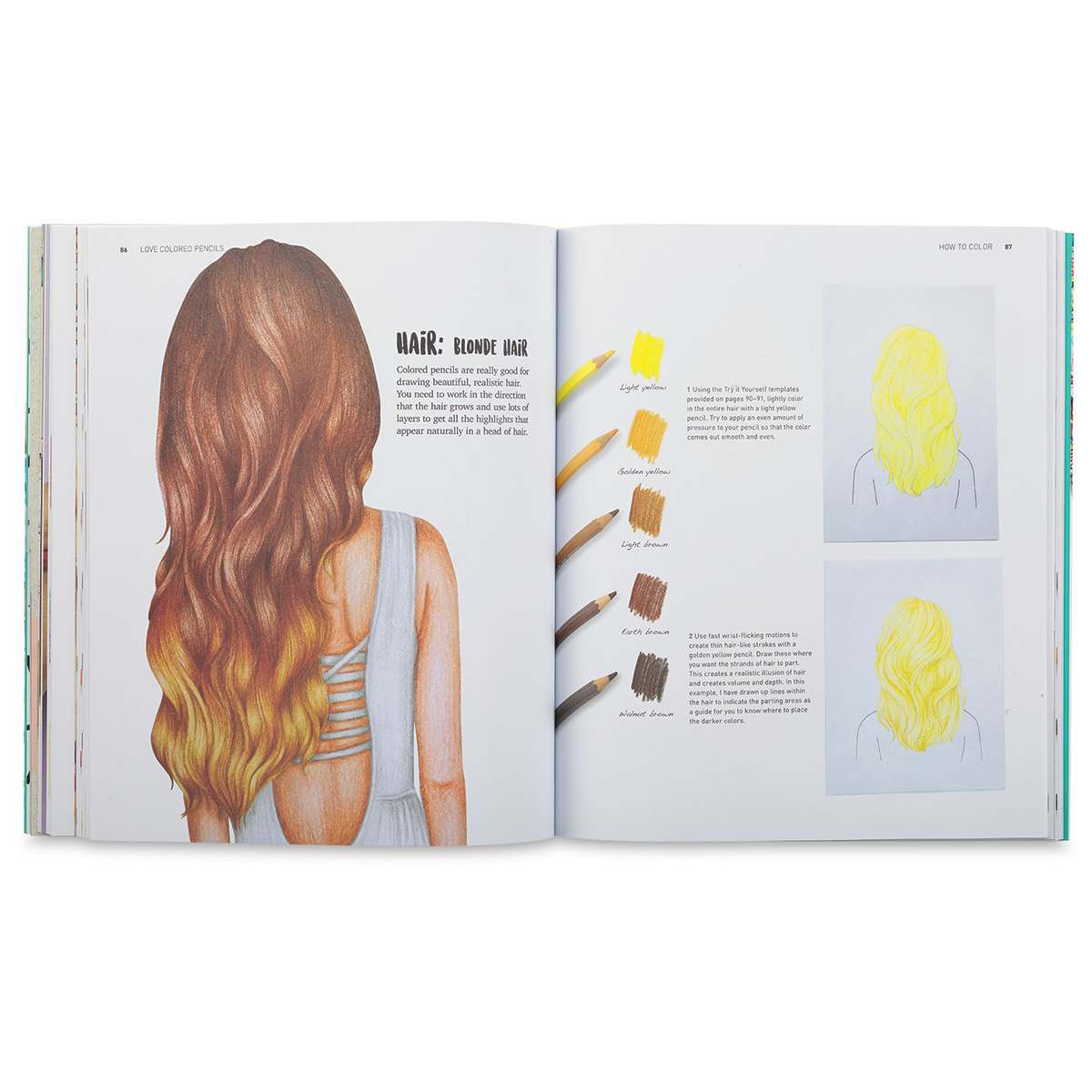 Love Colored Pencils - Inside spread about drawing hair