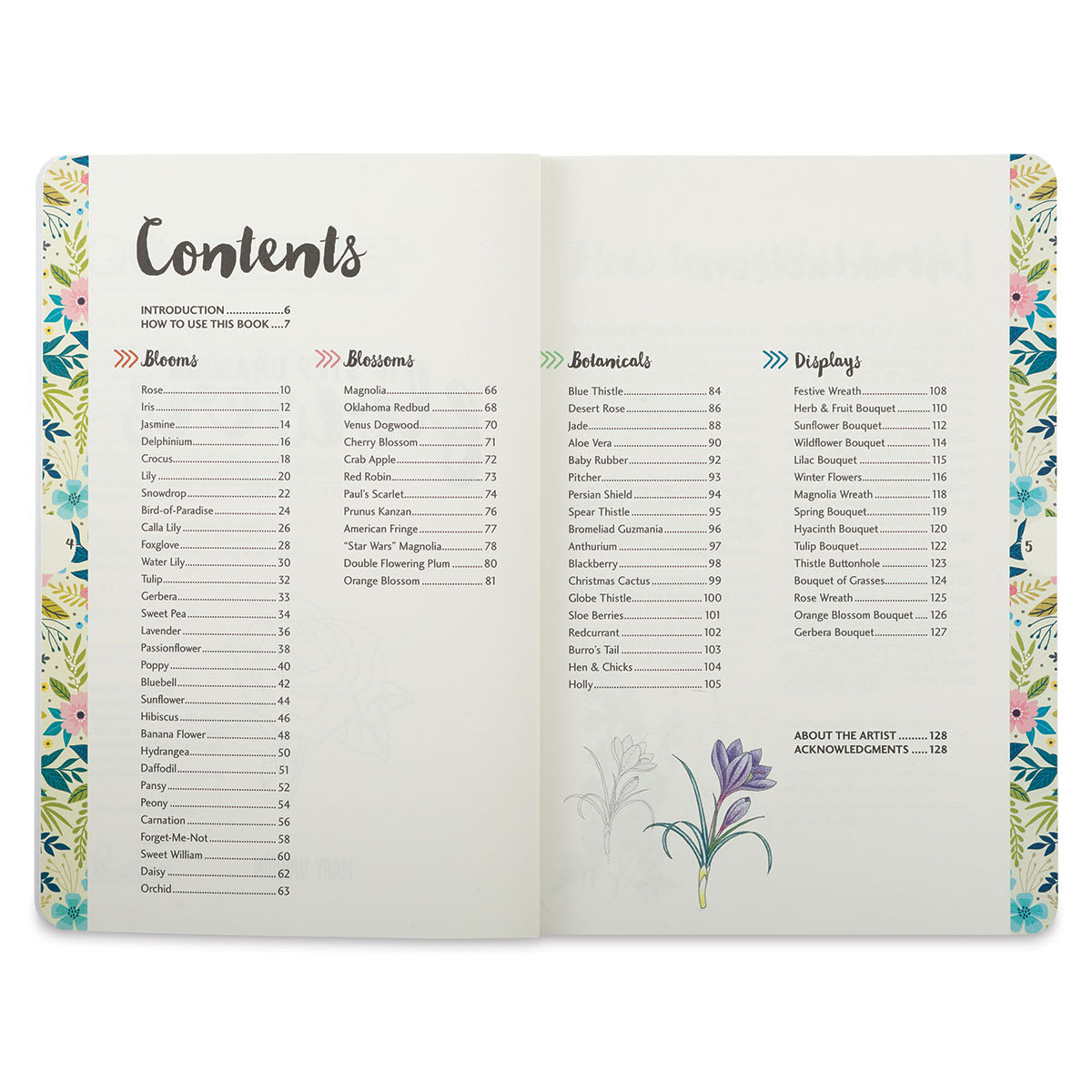 Ten-Step Drawing: Flowers - Spread of Table of Contents
