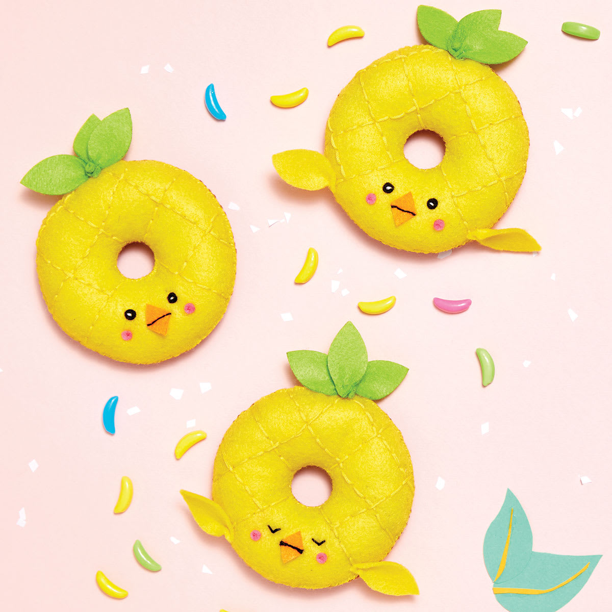 Sew Your Own Donut Animals - 3 Plush Baby Chick Donuts
