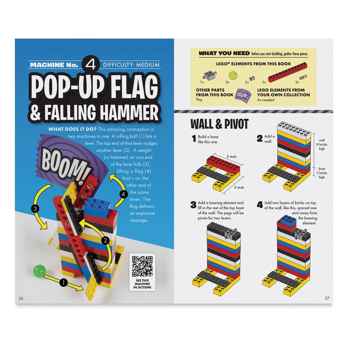Klutz Lego Chain Reactions Kit (pop-up flag instruction page)