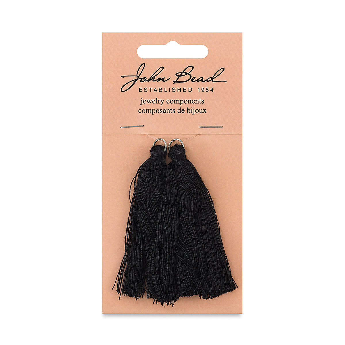 John Bead Cotton Tassels - Black, Pkg of 2, 2-1/4" L