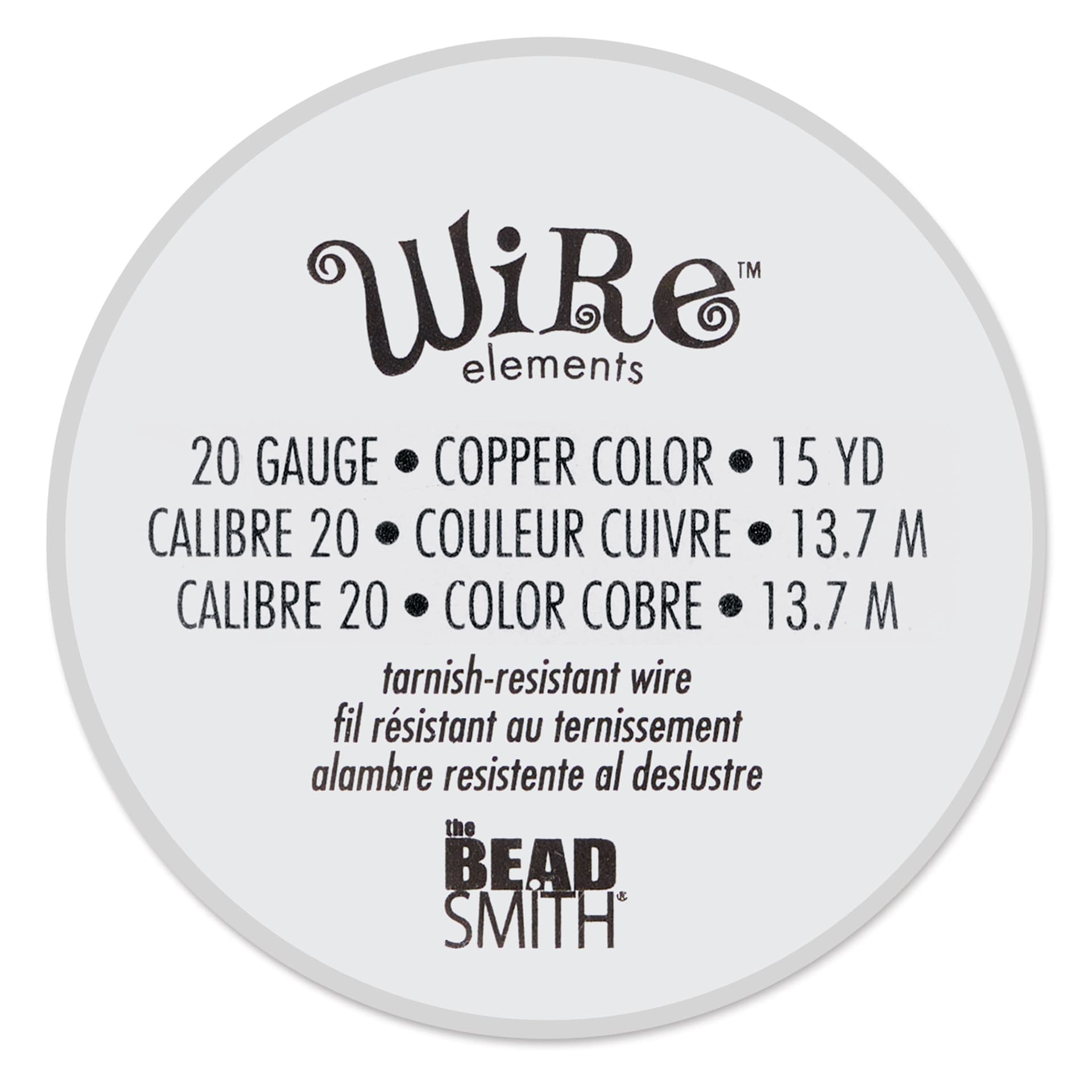 Beadsmith Wire Elements Tarnish-Resistant Wire - Copper, side of the spool showing dimensions
