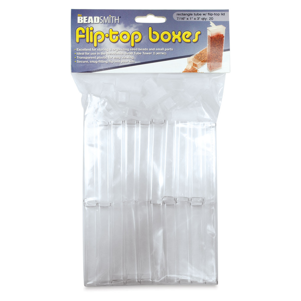 Beadsmith Bead Storage Boxes - Front view of bag of 20 3" tall Boxes