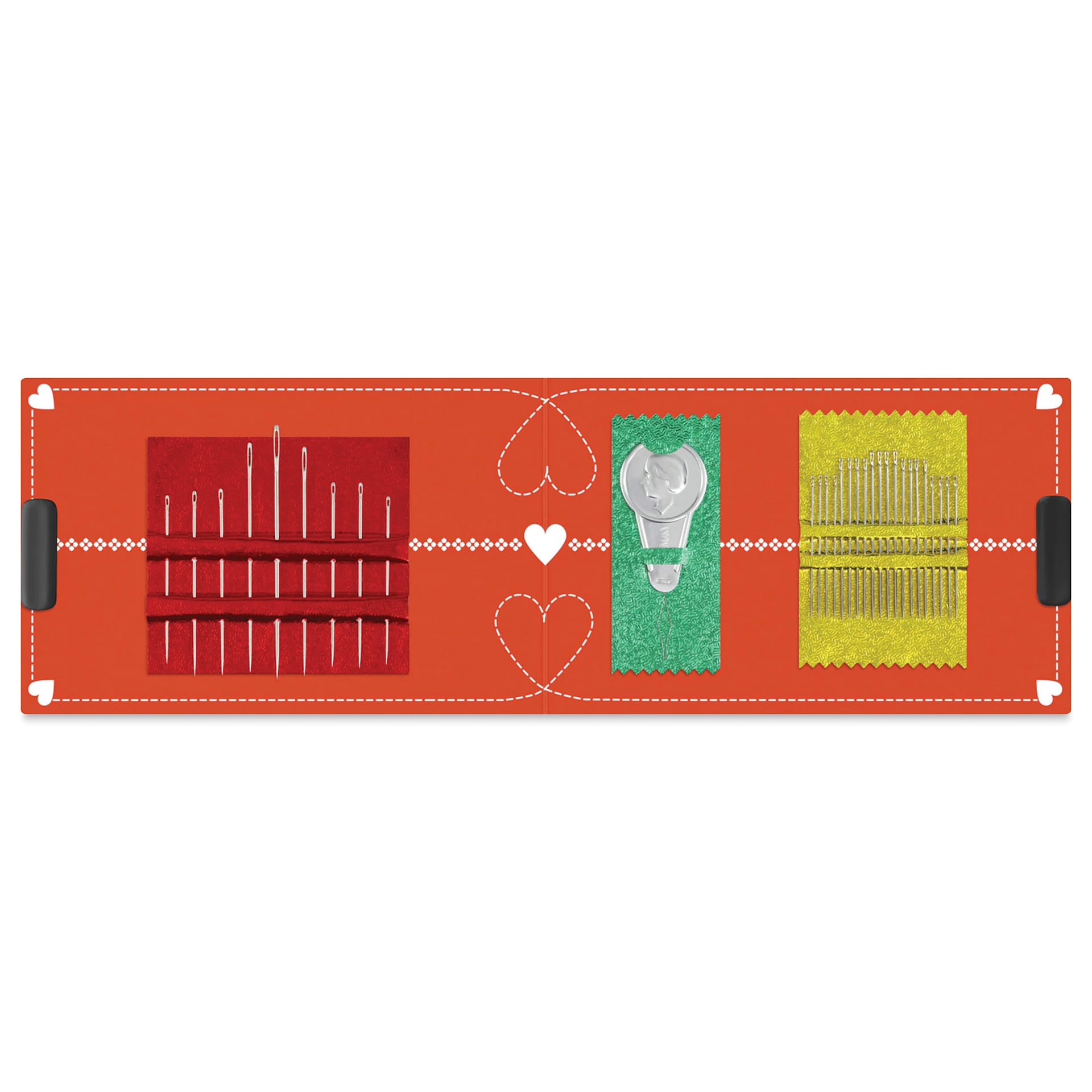 Prym Love Needle Card with Threader, inside view of the packaging.